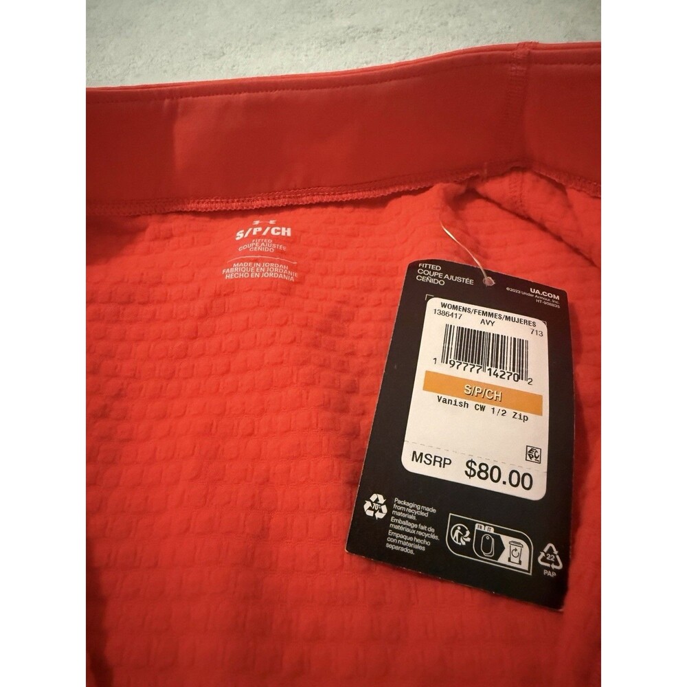 Under Armour Vanish CW 1/2 Zip Womens Small Bright Orange Pullover NWT $80 MSRP - Picture 3 of 6